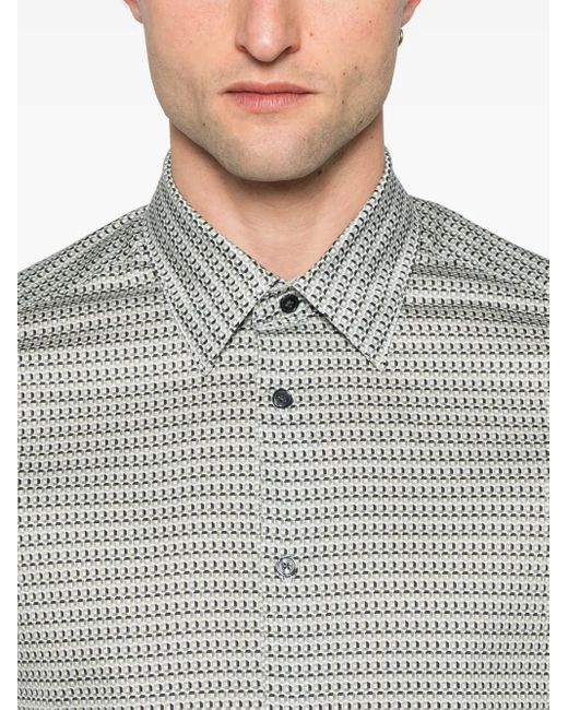 メンズ Emporio Armani ジオメトリックパターン シャツ Gray