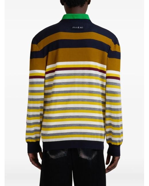 Marni Black Wool Jumper With Mixed Stripes for men