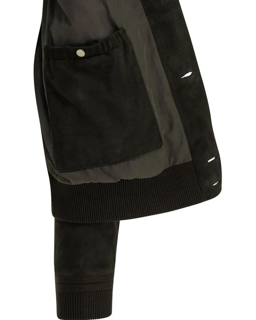 Zegna Black Suede Ribbed-Trim Jacket for men