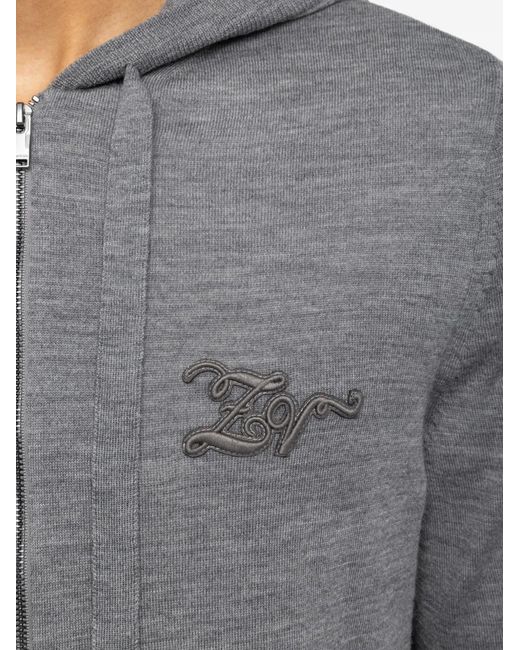 Zadig & Voltaire Gray Logo-Embroidered Hoodie for men