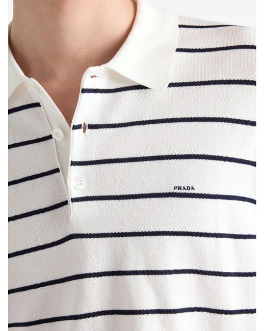 Prada White Polo En Coton À Manches Courtes for men