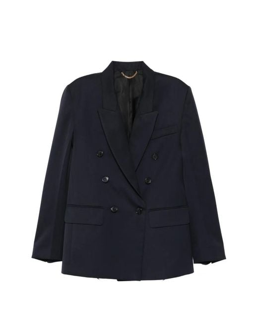 Victoria Beckham Blue Double-Breasted Blazer