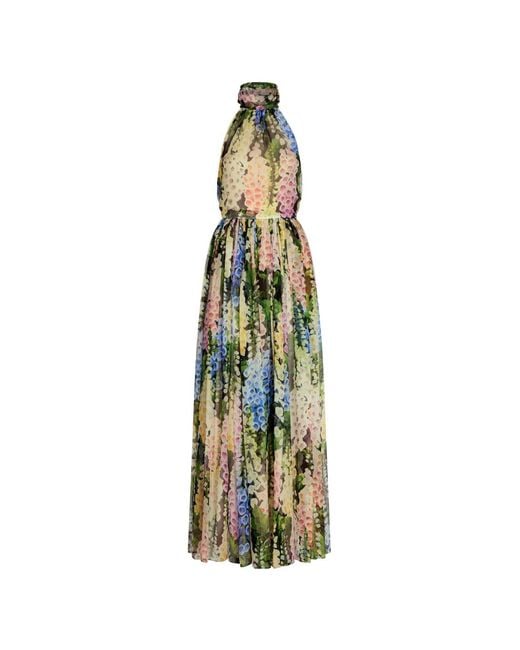 Oscar de la Renta Metallic Foxglove Chiffon Gown