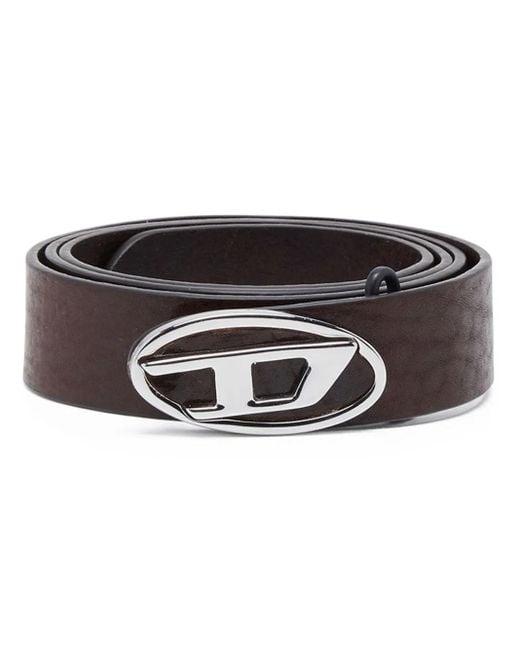 DIESEL Black 1Dr Logo-Buckle Leather Belt for men