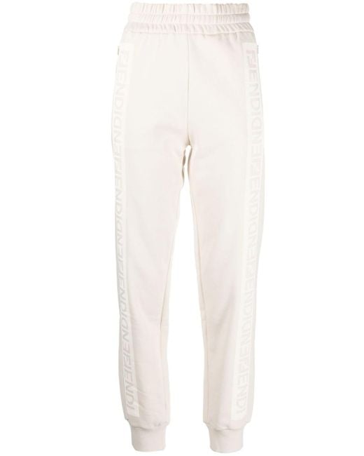 Fendi White Logo-print Cotton Track Pants