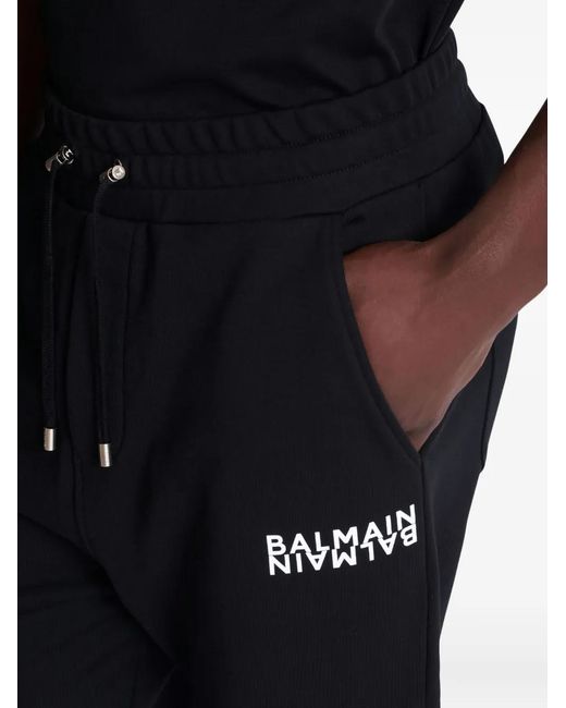 Balmain Black Logo-Print Drawstring Track Pants for men