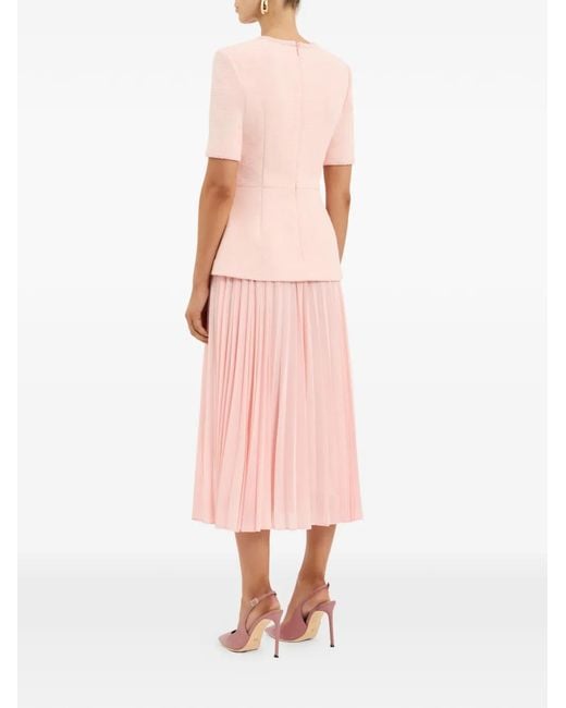 Rebecca Vallance Pink Elvie Pleated-Skirt Midi Dress