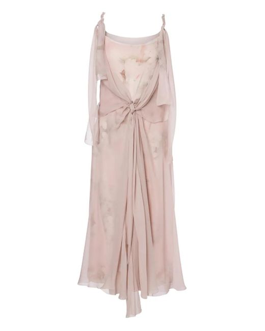 Alberta Ferretti Pink Floral-Print Silk Dress