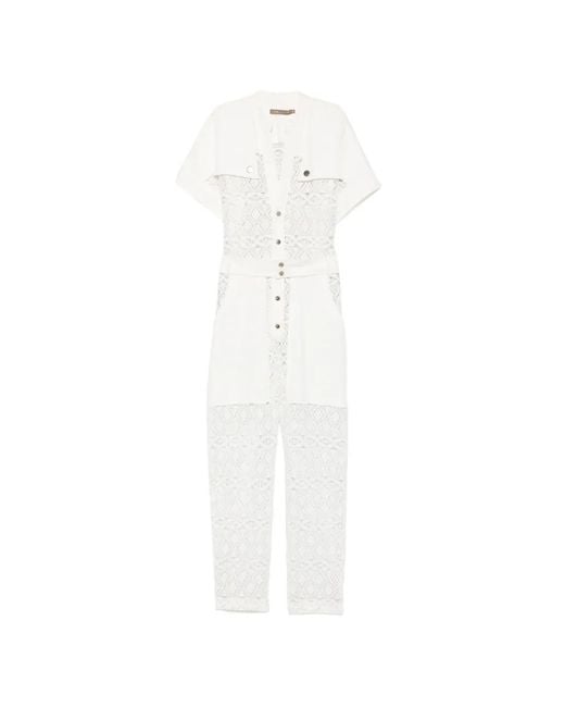 SIMONA CORSELLINI White Flower-Lace Jumpsuit