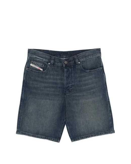 DIESEL Blue Belt-Loop Pocket Shorts for men