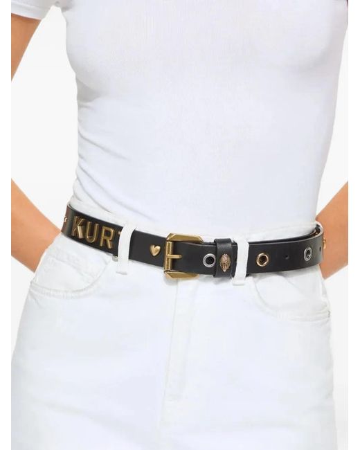 Kurt Geiger White Kurt Studded Leather Belt