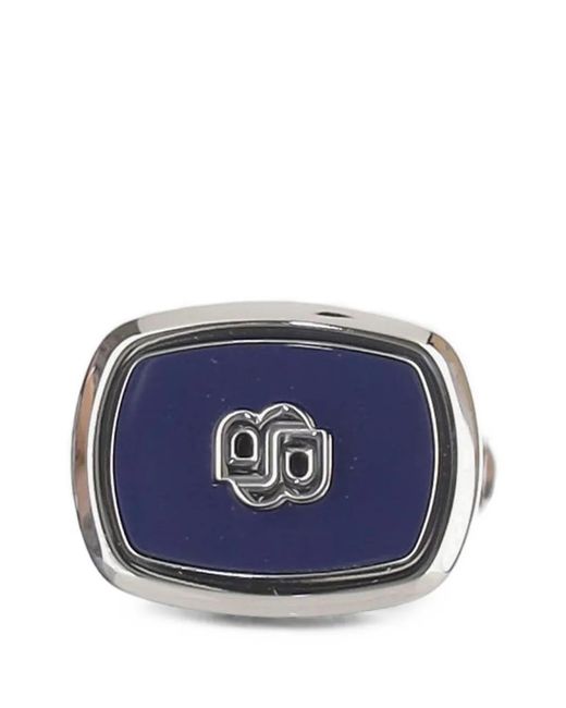 Boss White Enamel-Insert Cufflinks With Double-B Monogram for men