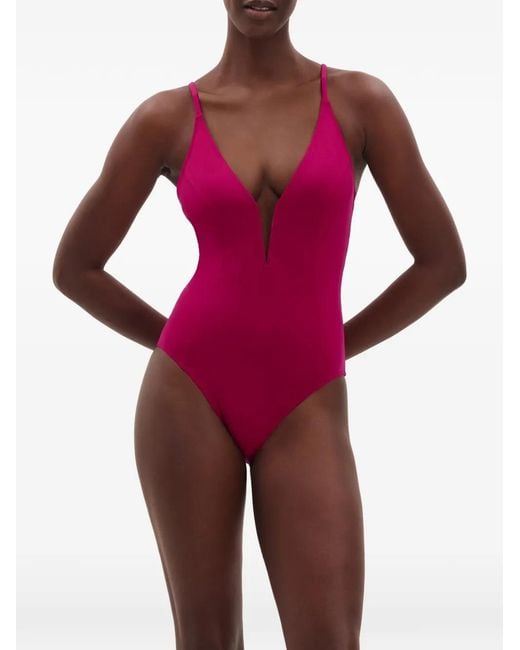 Eres Pink Galbe V-Neck Swimsuit