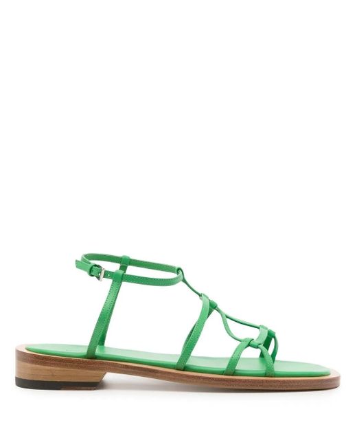 Low Classic Green Open-Toe Heeled Sandals