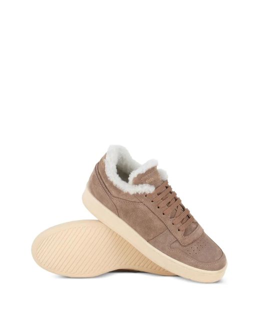 Officine Creative Brown Sneakers mit Pelzfutter aus Wildleder