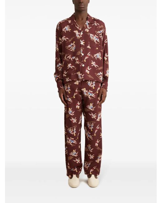 Bode Red Layup Printed Pyjama Pants for men