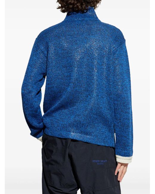 Stone Island Blue Logo-Embroidered Sweatshirt for men
