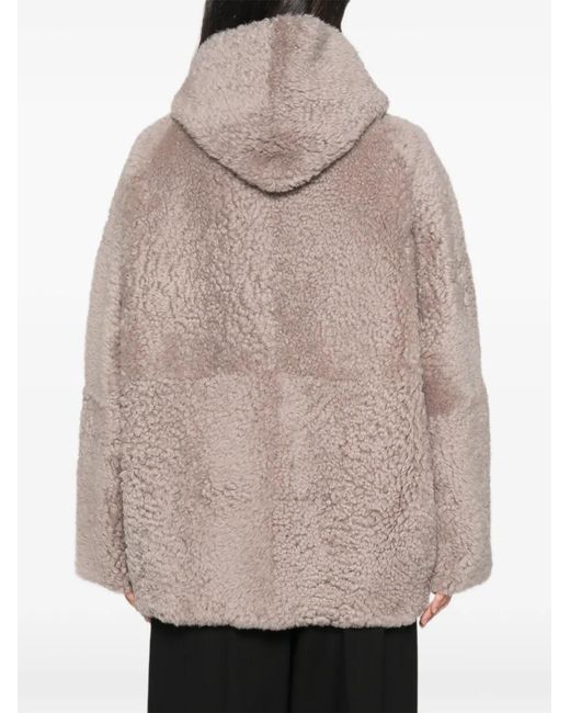 Simonetta Ravizza Brown Bart R Reversible Hooded Shearling Jacket