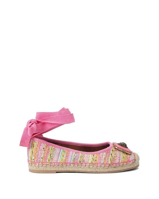 Kurt Geiger Pink Pimlico Tweed Eagle-Plaque Espadrilles