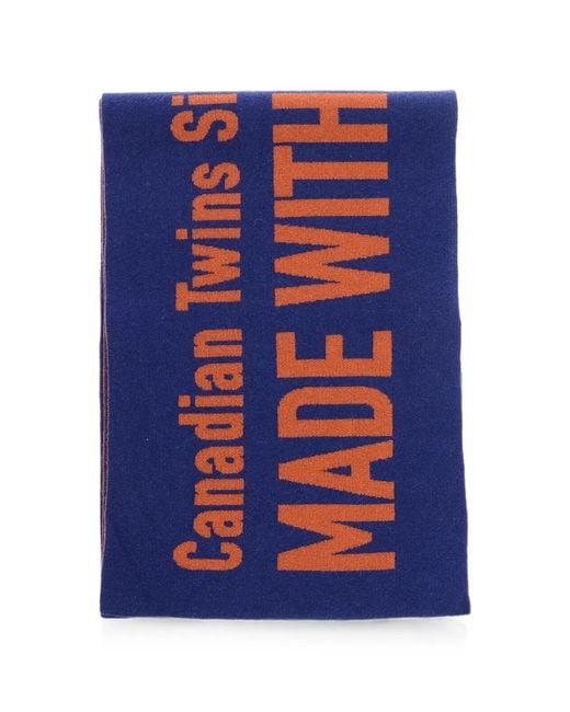 DSquared² Blue Embroidered Logo-Print Scarf for men