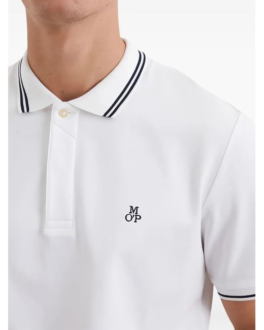 Marc O' Polo White Contrasting-Stripes Polo Shirt for men
