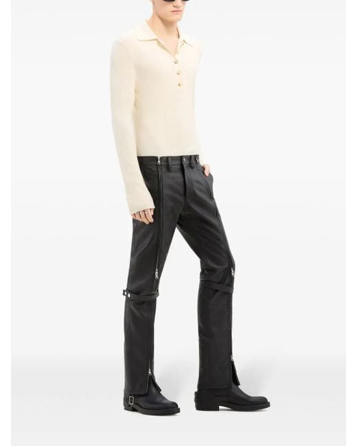 Courreges White Ribbed-Knit Off-Shoulder Sweater