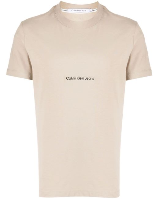 Calvin Klein T-Shirt mit Logo-Print in Natural für Herren