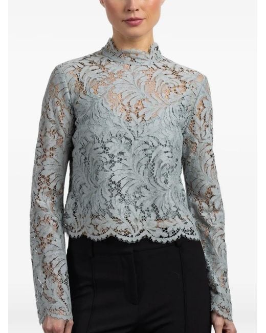 A.L.C. Gray Lace High-Neck Blouse