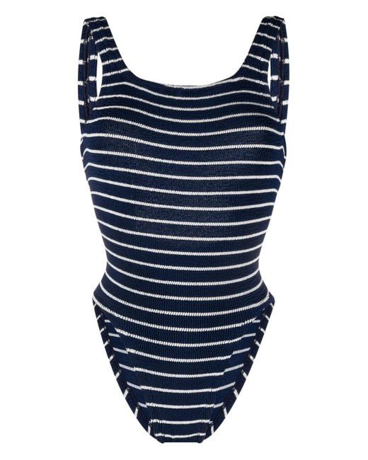 Hunza G Blue Striped Crinkled One-piece Swimsuit - Women's - Recycled Polyester/polyamide/lycra