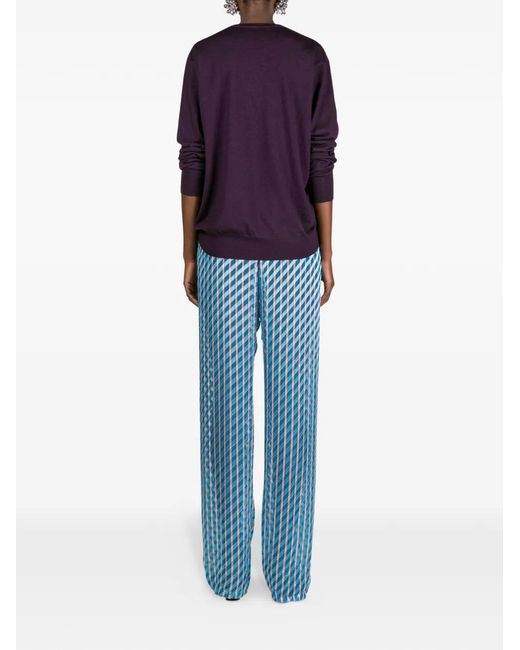 Dries Van Noten Blue Devoré Elasticated Trousers