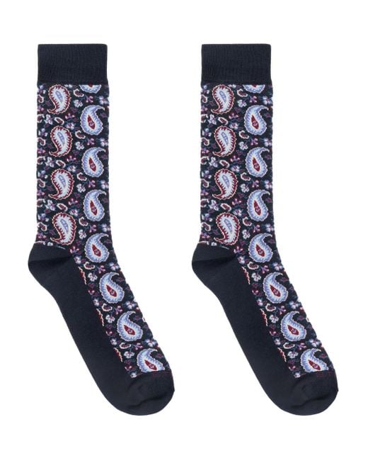 Etro Blue Paisley-Patterned Socks for men