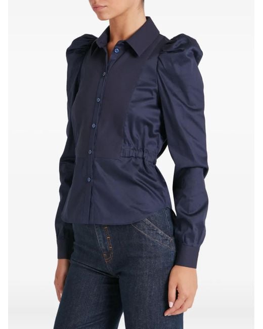 Temperley London Blue Puff-Sleeve Button-Fastening Shirt