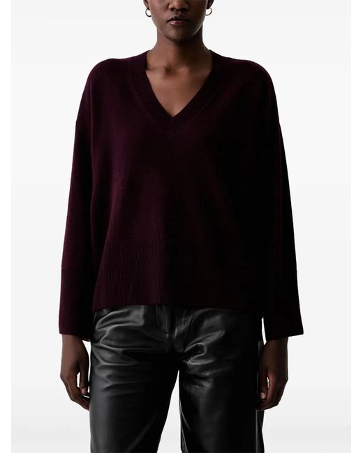 ViCOLO Black V-Neck Ribbed-Trim Sweater