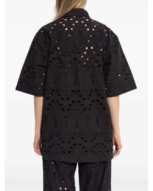 Gestuz Black Cotton Embroidered Shirt