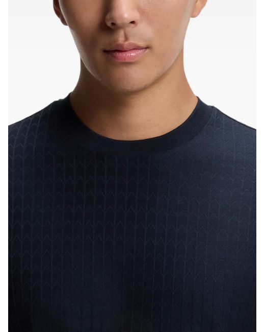 Boss Blue Geometric-Jacquard T-Shirt for men