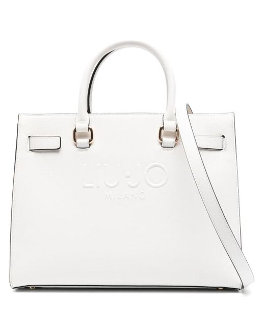 Liu Jo White Logo-Embossed Tote Bag