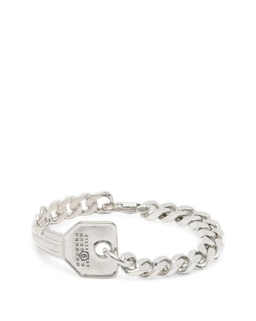 MM6 by Maison Margiela White Key-Pendant Curb-Link Bracelet for men