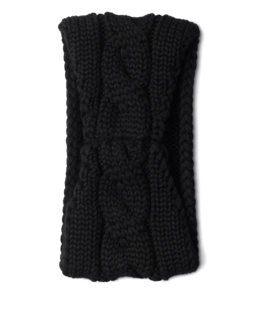 Prada Black Cable-Knit Logo Headband