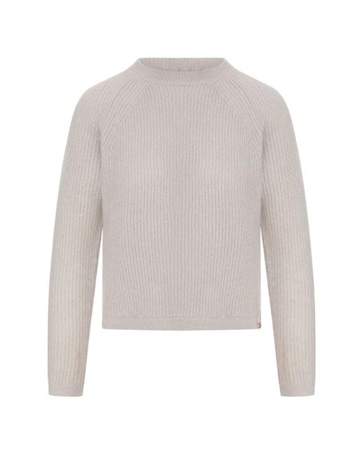 Herno White Ribbed-Knit Sequin-Embellished Sweater