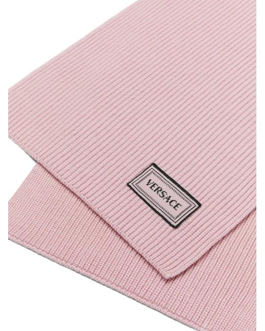 Versace Pink Wool Knit Scarf