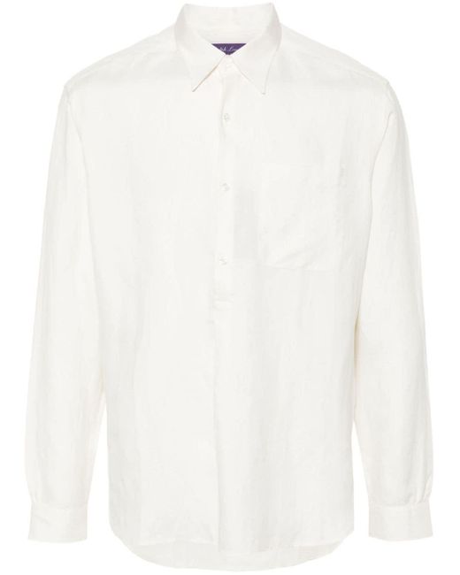 Ralph Lauren Purple Label White Poplin Silk-blend Shirt for men