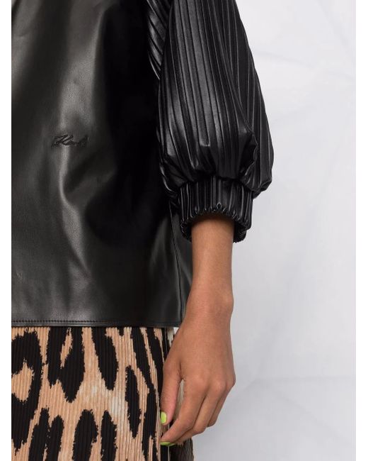 Karl Lagerfeld Black Oberteil Aus Veganem Leder