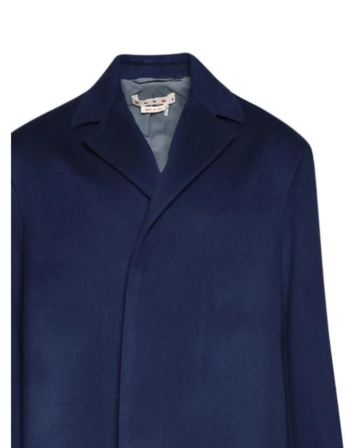 Marni Blue Wool Single-Breasted Coat for men