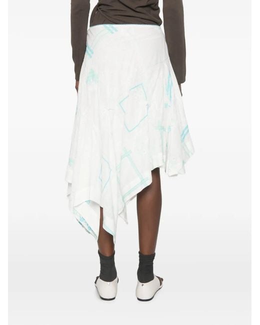 Damson Madder White Corinne Embroidered Midi Skirt