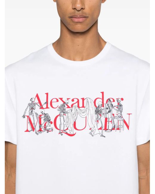 McQueen White Cotton Logo T-Shirt for men