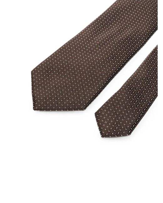 Corneliani White Geometric-Pattern Silk Tie for men