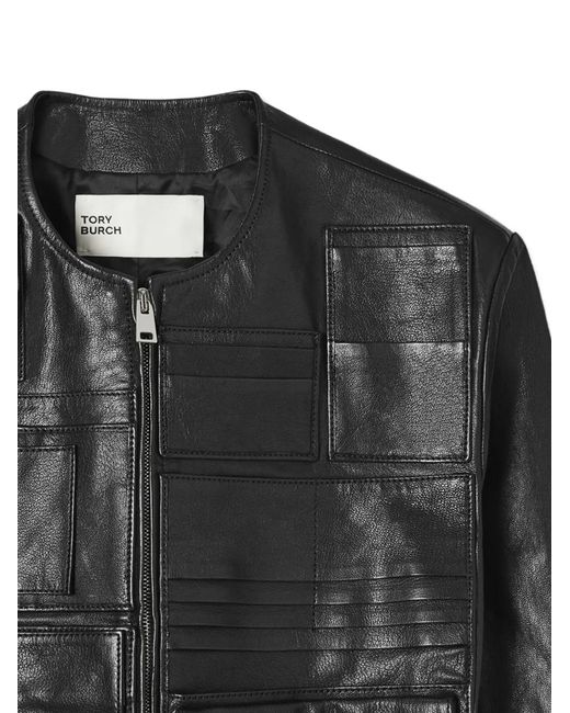 Tory Burch Black Pocket Leather Jacket