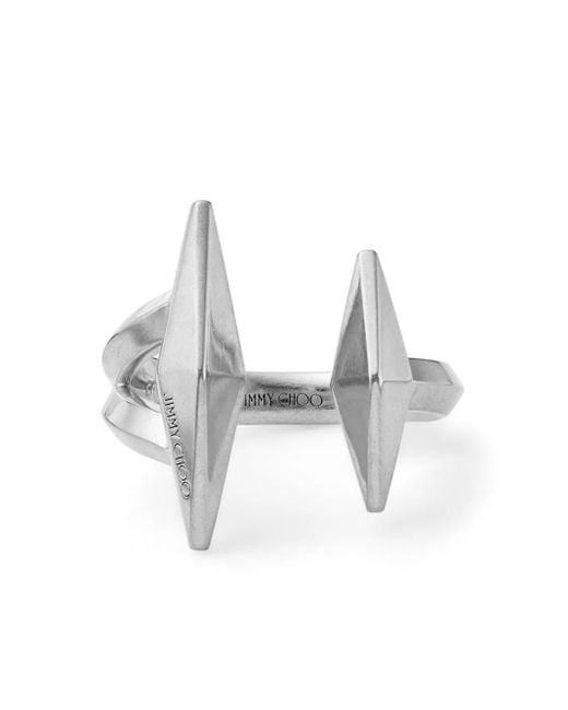 Jimmy Choo White Logo-Engraved Open Ring