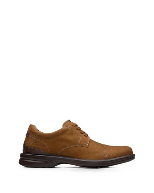 Clarks Brown Gessler Cap Derby Shoes for men