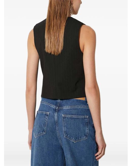 Samsøe & Samsøe Black Saramona Button Pinstripe Top